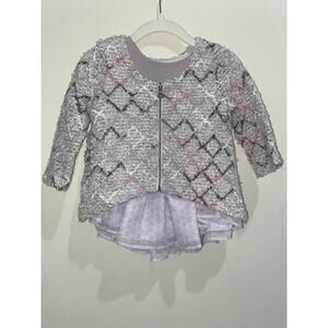 Pippa & Julie 24M Two Piece Dress Jacket Purple Gray Silver Ruffle Fall Winter